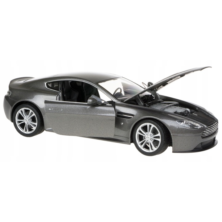 Masina collectible Welly Aston Martin V12 Vantage, scara 1:24, metalic argintiu, 17x8, 5x5, 5cm
