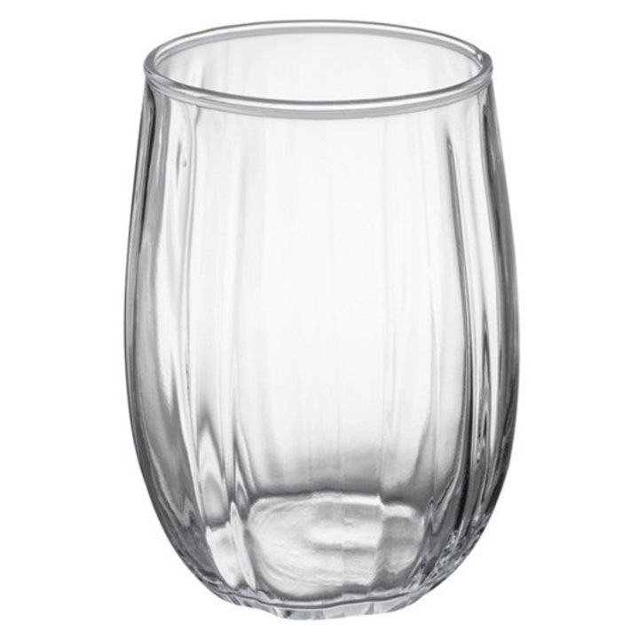 Pahar inalt LEYLA 370 ml, sticla striata, pentru suc, apa, cocktailuri