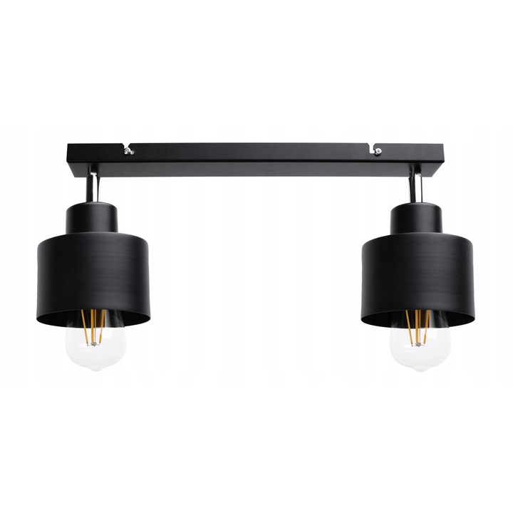 BERGE függőlámpa, fekete fém, 2xE27 foglalat, modern design, állítható