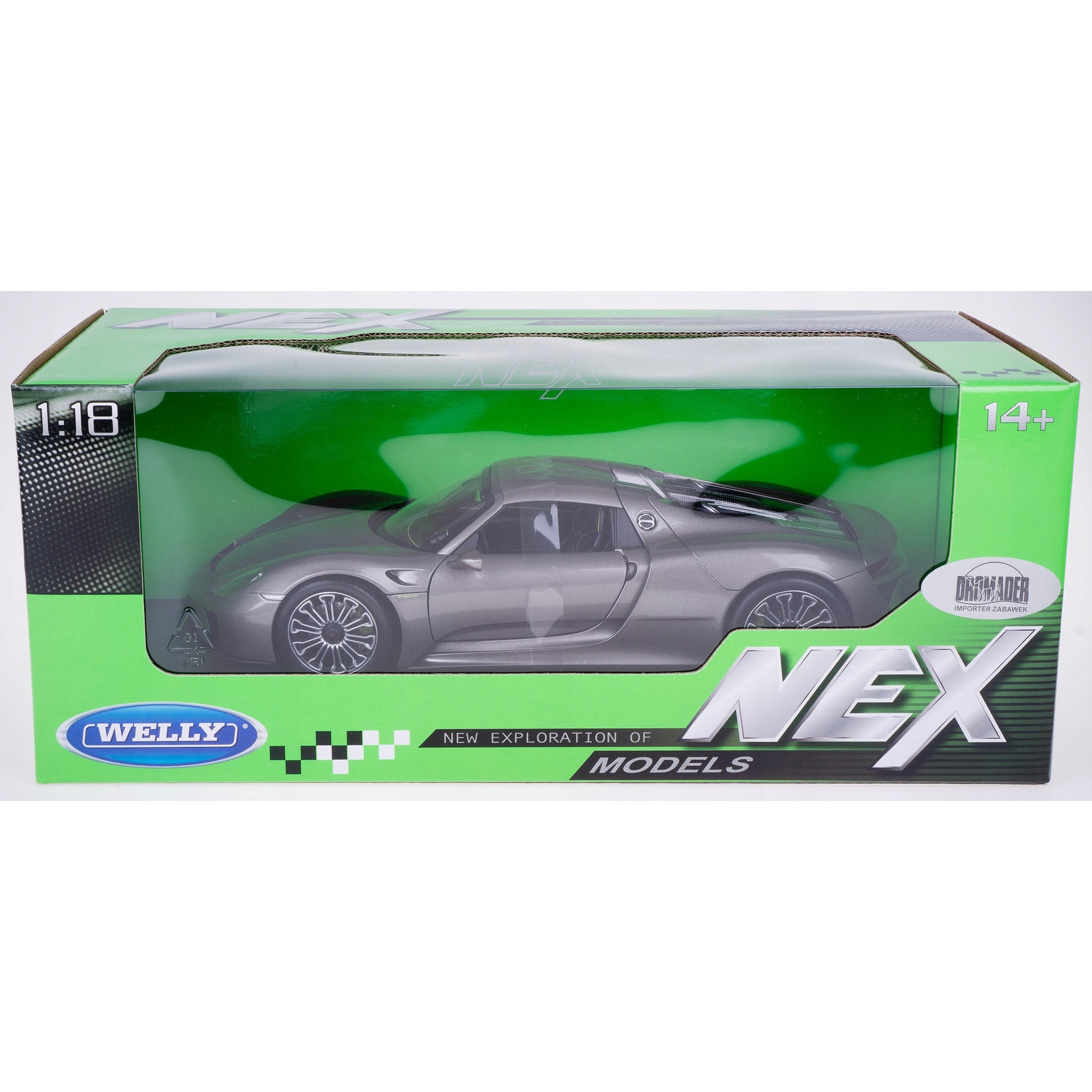 Mașină Promoțională Porsche 918 Spyder, Welly, 1:18, Metalic