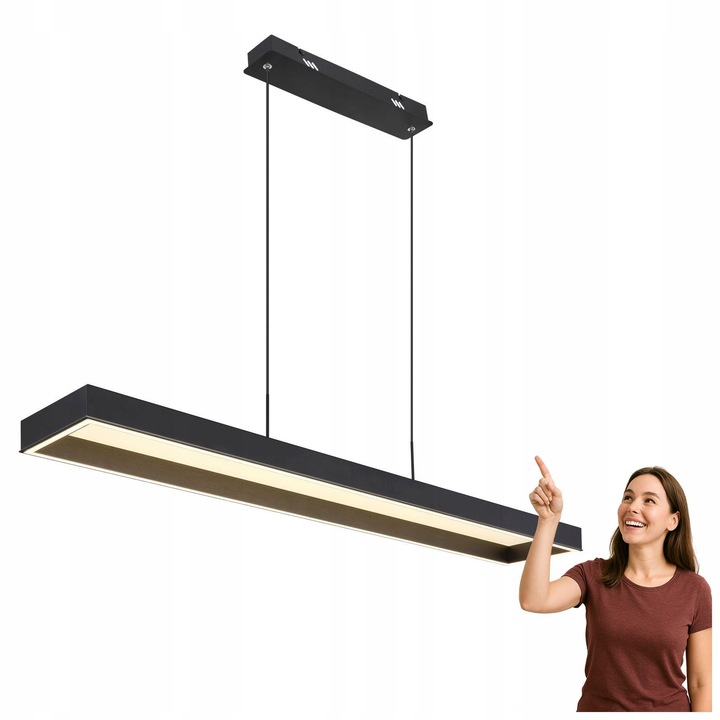 Lampa suspendată Globo Lighting SOLA, LED 70W, negru mat, telecomandă, înălțime reglabilă 120cm