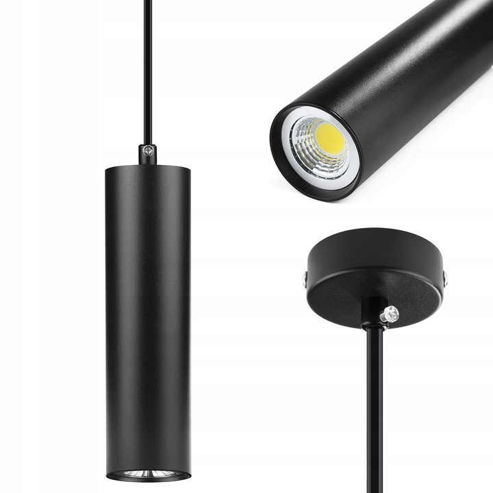 LED висяща лампа Interlook, черна, алуминий, 8W, 20см