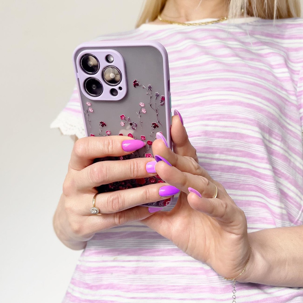 Carcasa Flower Design compatibila cu iPhone 12 Pro Max, Roz