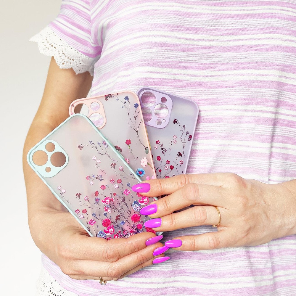 Carcasa Flower Design compatibila cu iPhone 12 Pro Max, Roz