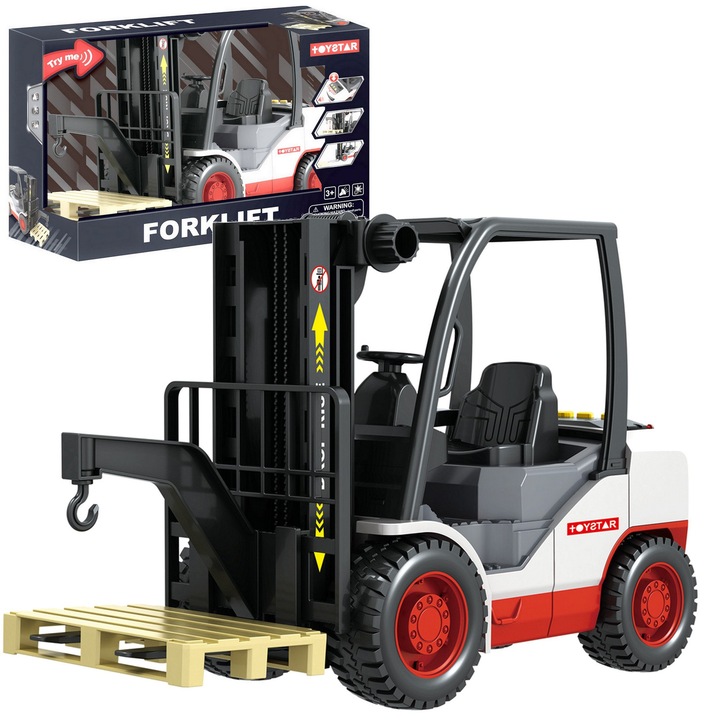 Stivuitor mare cu lumini și sunete, Sferazabawek, roșu-alb-negru, 33x12x20cm