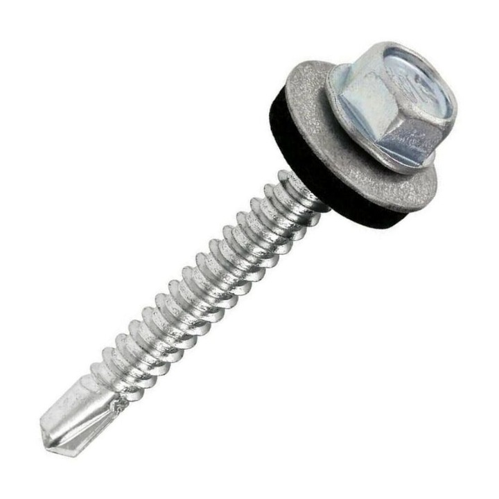 Set 100 de bucati surub autofiletant cu garnitura DIN7504K EPDM 5,5x22-16, 04390493 UNIQ