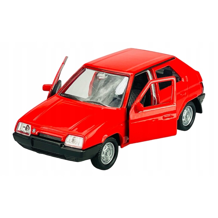 Fém autó Welly Skoda Favorit, piros, 11x5cm
