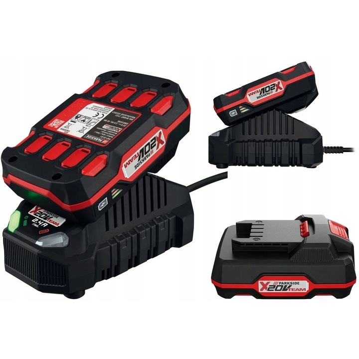 Set Parkside Acumulator/ Baterie litiu-ion 20V, 2Ah si Incarcator de baterie 2.4 A