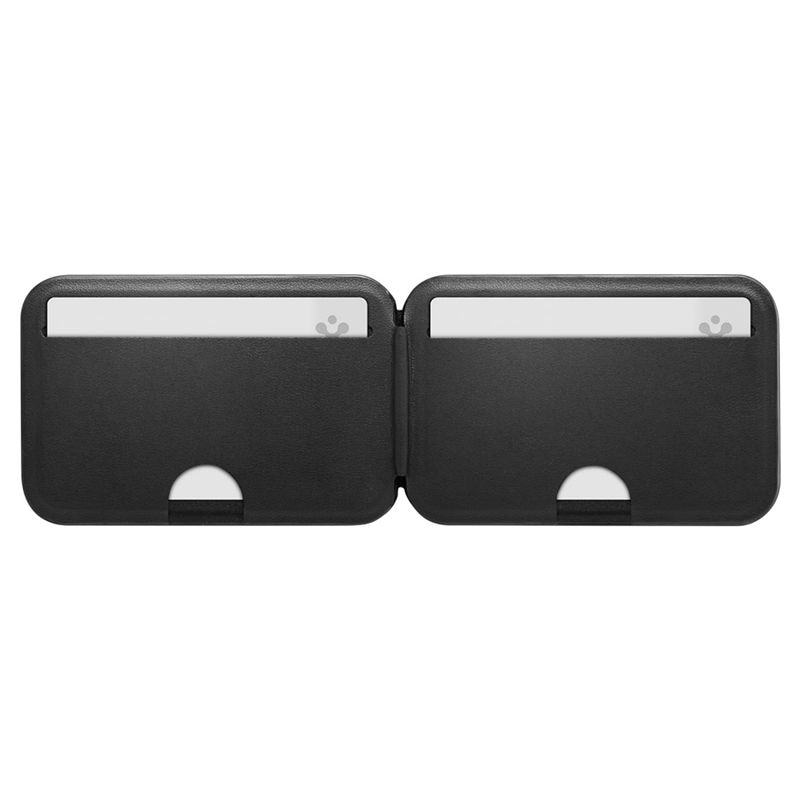 Suport universal card pentru telefon Spigen Slim Fold Tripod Wallet 3 Card, Phone Stand, MagSafe, Negru