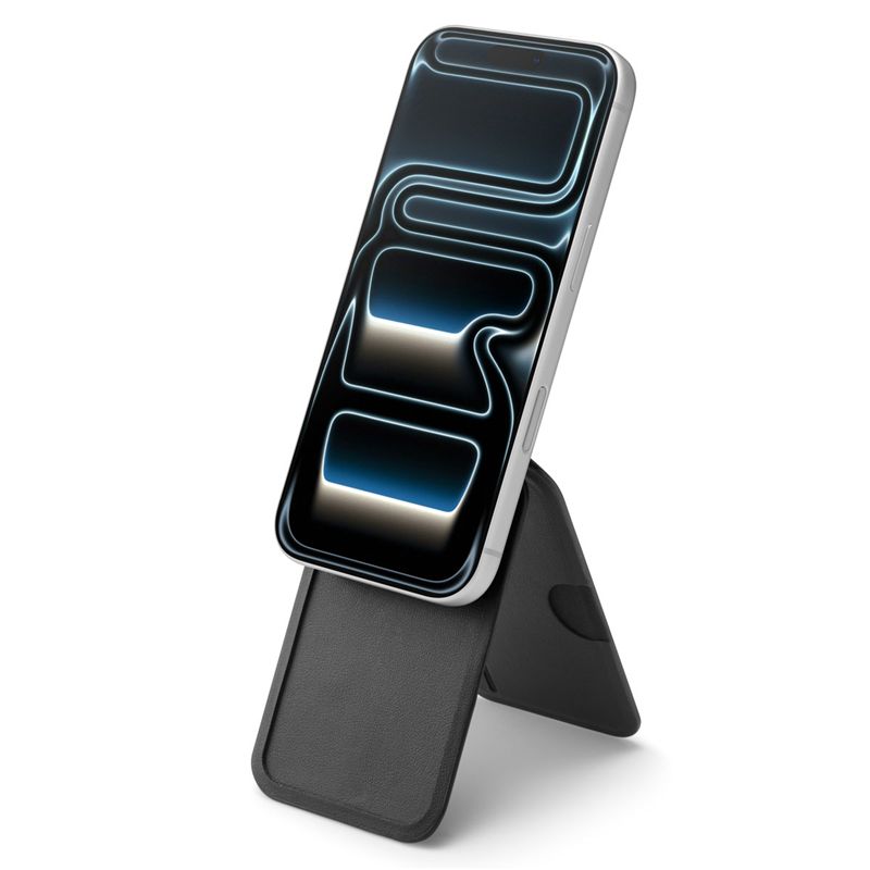 Suport universal card pentru telefon Spigen Slim Fold Tripod Wallet 3 Card, Phone Stand, MagSafe, Negru