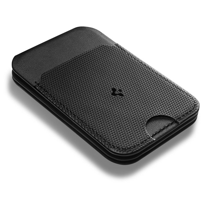 Suport universal card pentru telefon Spigen Slim Fold Tripod Wallet 3 Card, Phone Stand, MagSafe, Negru