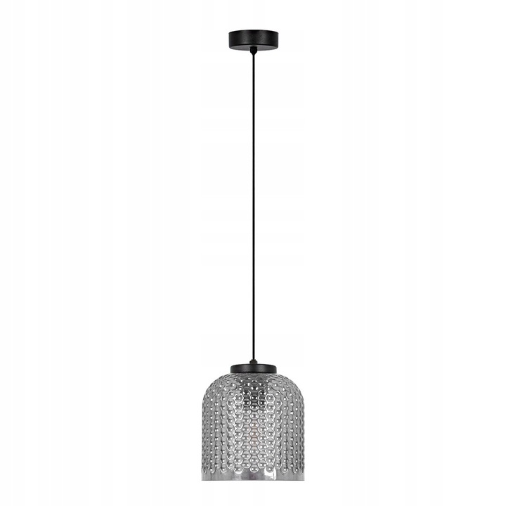 Lampa Suspendata Neagra cu Abajur Gri Fumuriu pentru Masa/Insula