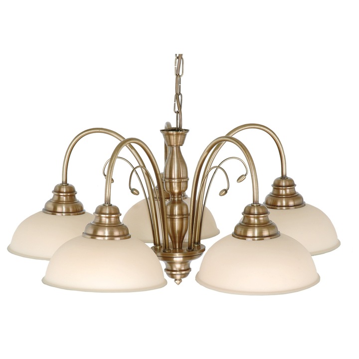 Lampa suspendata Rossi II, 5 becuri E27, patina aurie