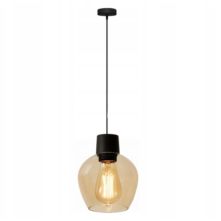 Lampa Suspendata Loft Neagra WERSITA, Abajur Chihlimbar, E27