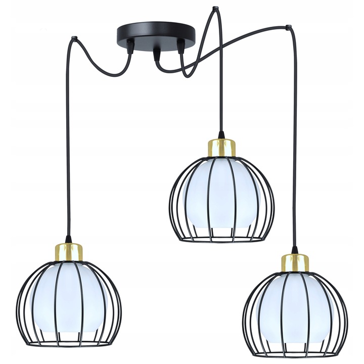 Lampa Suspendata Komat Kier 3xE27 Negru/Alb - Design Modern