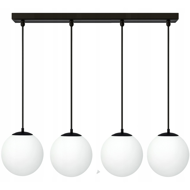 Lampa Suspendata Neagra cu 4 Abajururi Mate - Design Modern