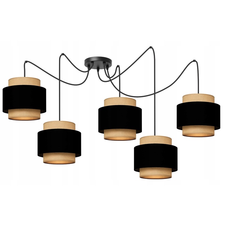 Lampa Suspendata Plafoniera E27 Yuta Bej/Negru Modern Design