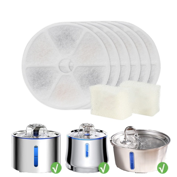 6 buc/pachet filtre de fantana de apa pentru animale de companie, filtre de inlocuire pentru fantana de apa pentru pisici, filtre pentru dozator de apa pentru animale de companie cu bureti pentru pisici