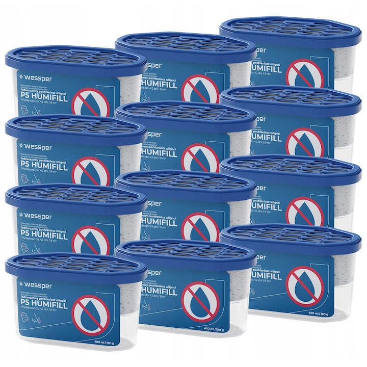 Set 25 rezerve absorbant umiditate, Aquafloow, 11.25 kg, 40 m², 3 luni, Alb