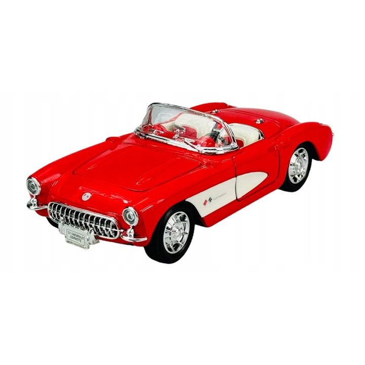 Welly 1957 Chevrolet Corvette kisautó, fém, piros, 1:24