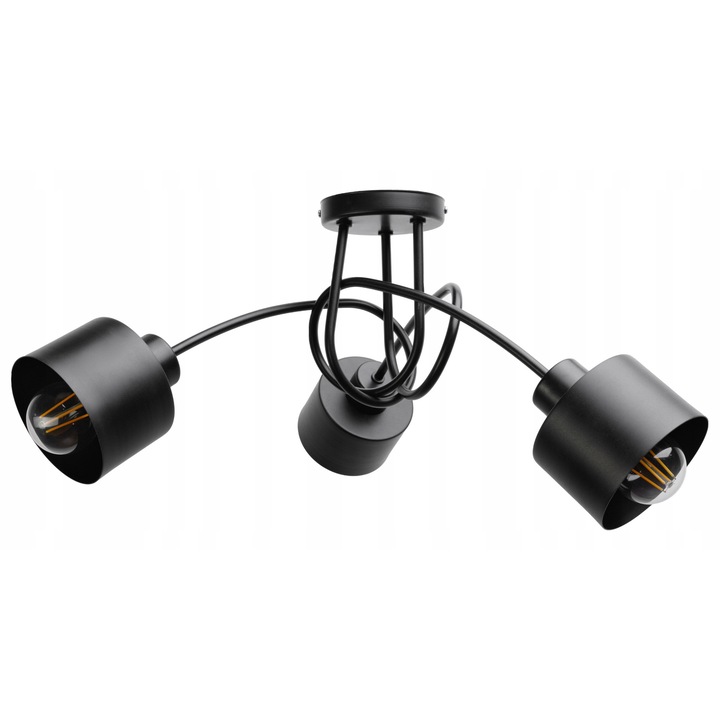 LOFT LED csillár, BERGE, 3x E27, fekete, 47x23cm