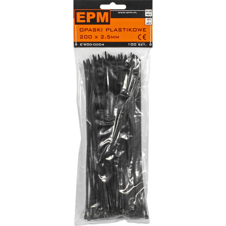 Coliere plastic EPM 100 bucati, 100x2.5mm, negre, nylon PA6.6