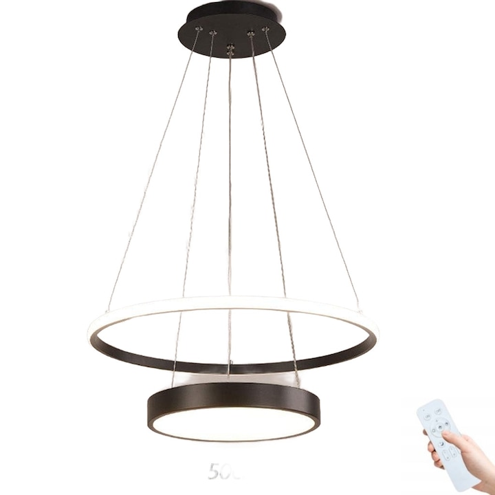 Lustra LED Suspendata MILAGRO, 2 Inele, Alb/Negru, 72W, 30x50cm