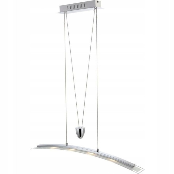 Lampa suspendată GLOBO Mauricio LED, crom/transparent, 4 surse de lumină, dimensiuni 80x8cm, înălțime ajustabilă 97-150cm