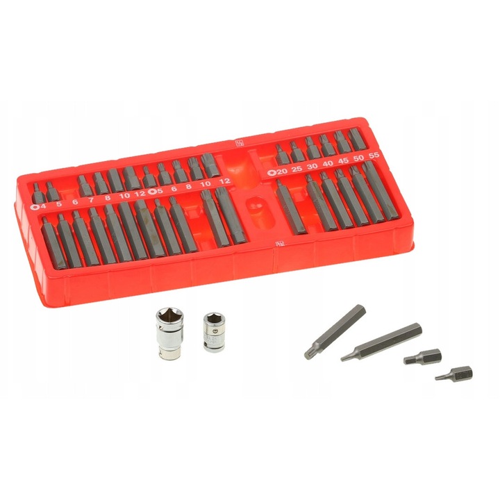 Set Chei Tubulare 40 Bucati XL-Tools, S2, Biti HEX/SPLINE/TORX 30mm/75mm, Inclus adaptoare