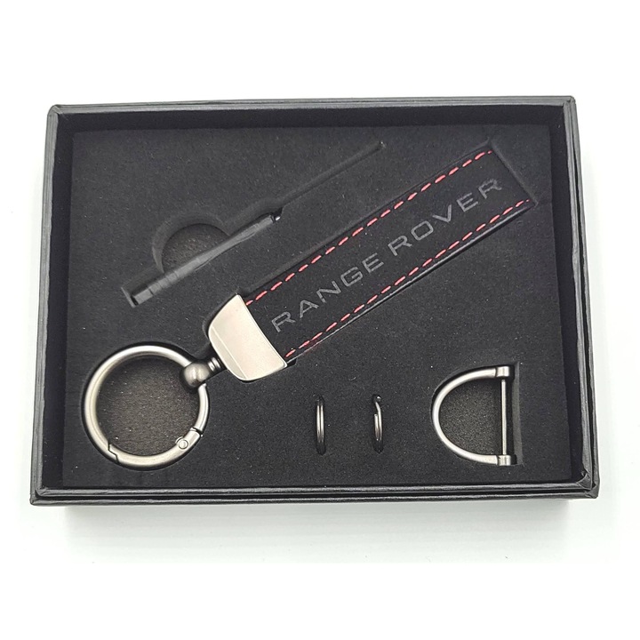 Breloc pentru chei RANGE ROVER, piele neagra, cu cutie de cadou