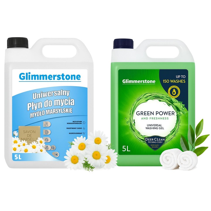 Detergent Gel Rufe Premium Universal 5 litri 150 spalari +Detergent Universal pentru parchet, gresie, baie, mobila cu miros de sapun de Marsillia Italia 5 litri