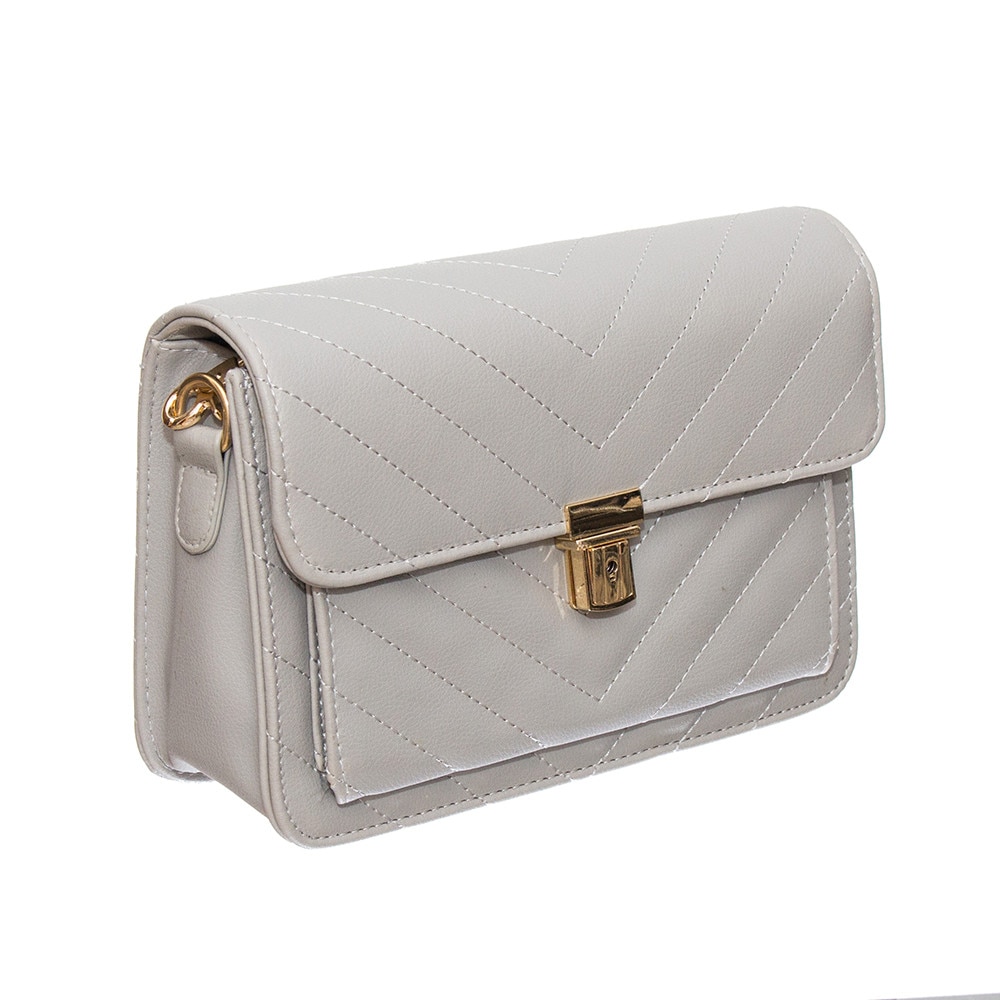 Geanta de dama Chiara gri din piele ecologica, 23 x 16 x 8 cm