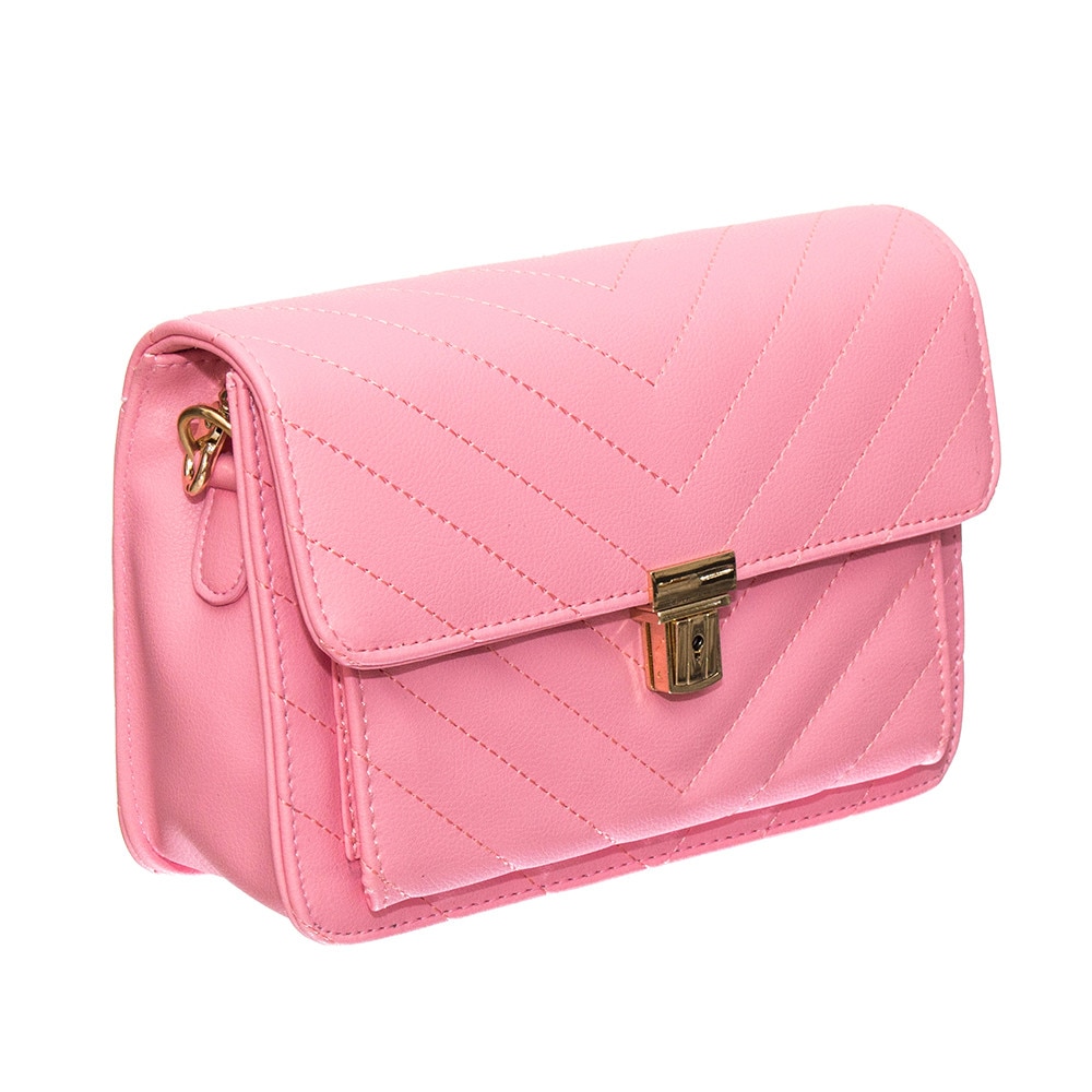 Geanta de dama Chiara roz din piele ecologica, 23 x 16 x 8 cm