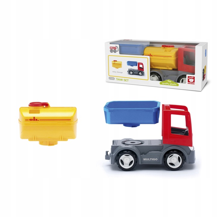 Camion cisternă, Wader, MultiGO 1+2, 2 remorci interschimbabile, plastic, 30x15x10cm