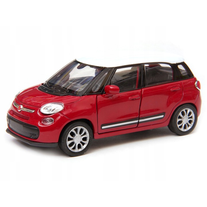 Masina de jucarie metalica Fiat 500L, Welly, scara 1:34 - 39, usi functionale, 12x5cm