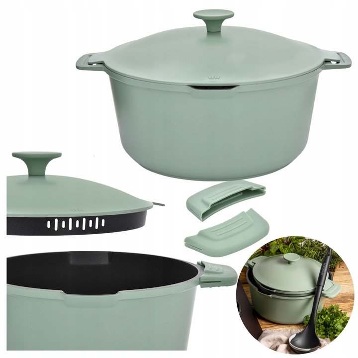 Голяма тенджера 28см Ambition Fern, алуминий, незалепващо покритие, цвят градински чай, 6.6 литра