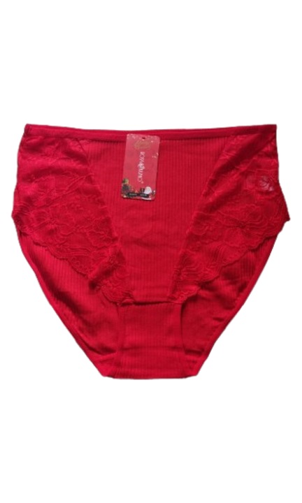 Női csipkés, magas derekú fehérnemű szett (bugyi), piros színben, Piros