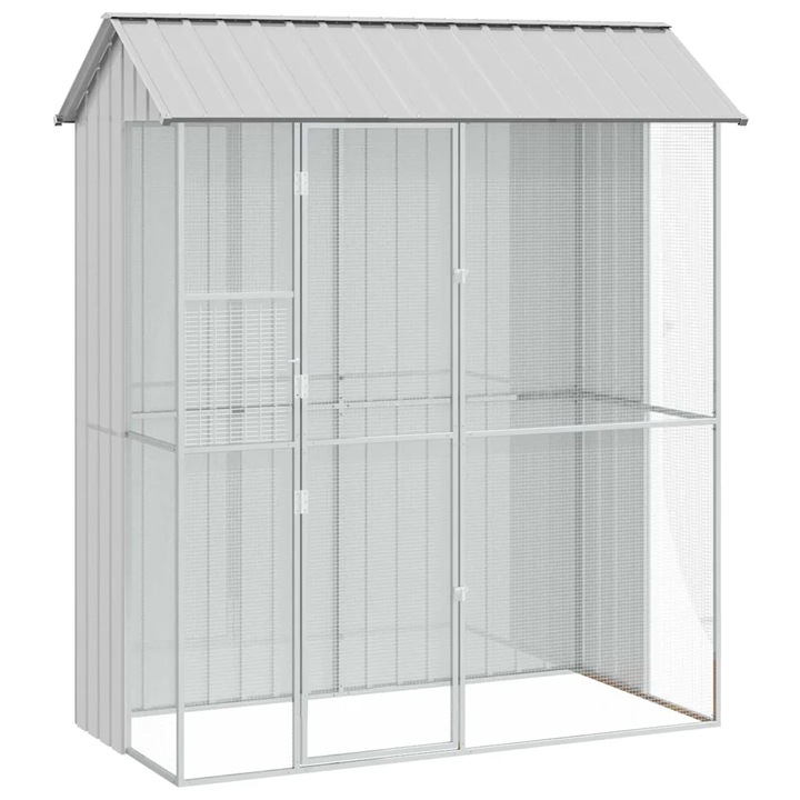 Cusca pentru pasari vidaXL, Gri 215 x 110 x 247 cm Otel galvanizat