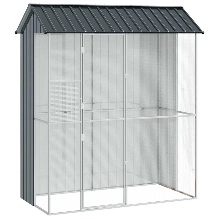 Cusca pentru pasari vidaXL, Antracit 215 x 110 x 247 cm Otel galvanizat
