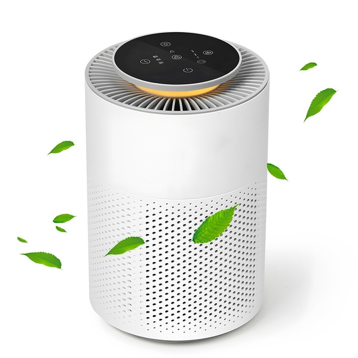 AirBliss™ légtisztító, 3 az 1-ben szűrő HEPA H13, aktív szén, előszűrő, por elleni, antibakteriális, hangulatvilágítás, érintőképernyő, 3 üzemmód, alvó mód, automata mód, időzítő, automatikus kikapcsolás, hordozható, csendes, fehér