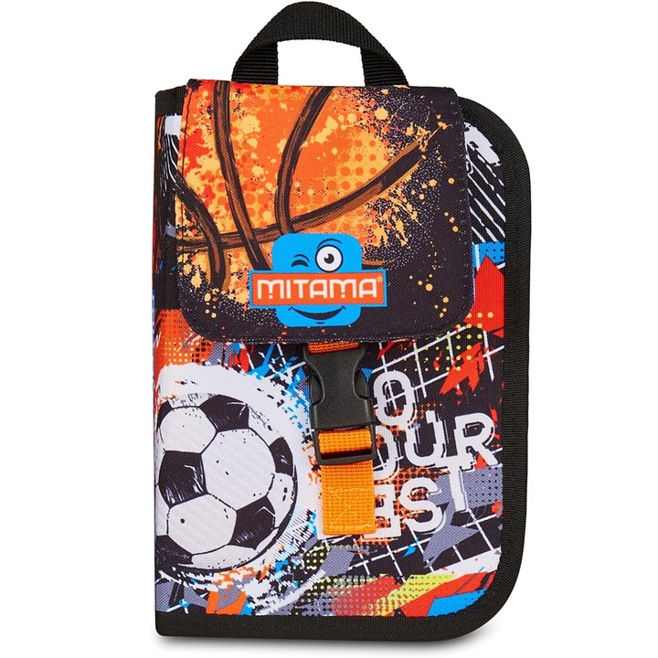Mitama felszerelt tolltartó, 1 rekesz, 2 fül, futball design, 14 x 8.5 x 23.5 cm