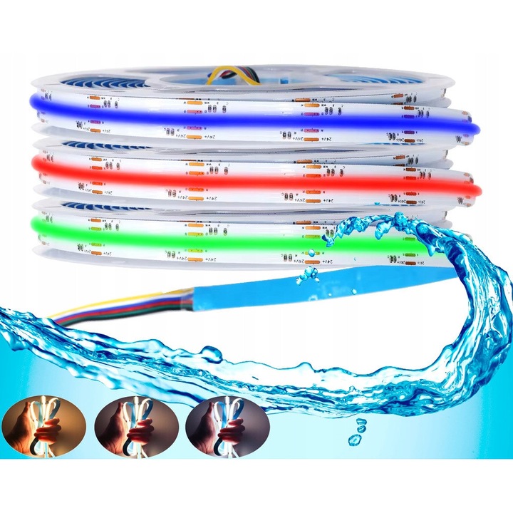 ЛЕД лента COB RGBCCT 24V IP67 Неон 20W/m Водоустойчива 5м