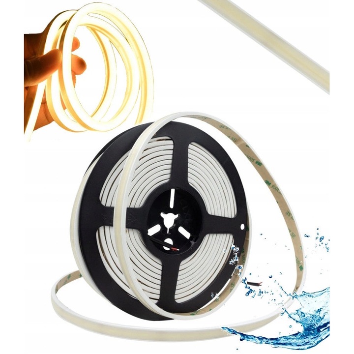 Banda LED Neon COB Impermeabila 24V Alb Cald 9W/m IP68 5M