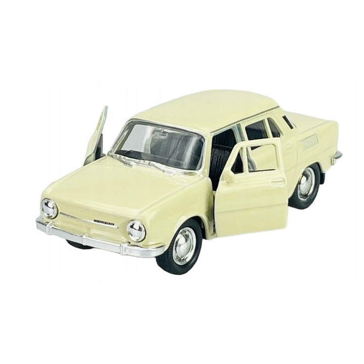 Fém játékautó Skoda 100, Welly, bézs, 11x5cm