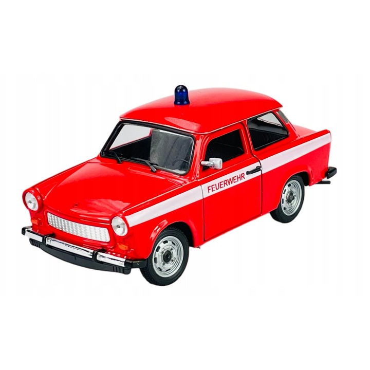 Метална Количка Играчка Trabant 601 Пожарна Welly 1:24, Червена, 17x6см