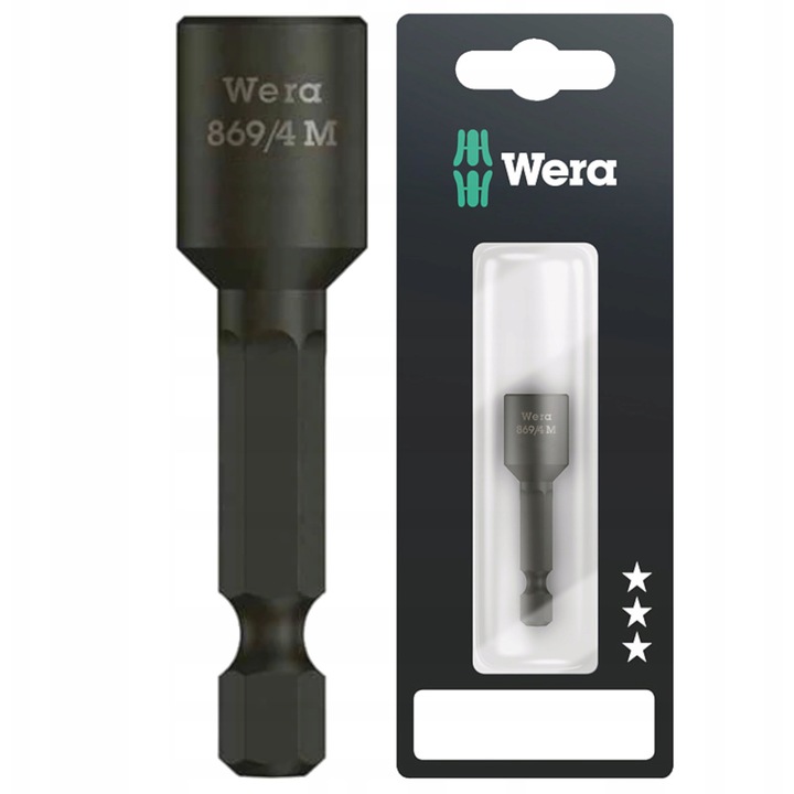 Cheie tubulară Wera 3/8'' x 50 mm, cap hexagonal, cu magnet integrat, 1 bucată