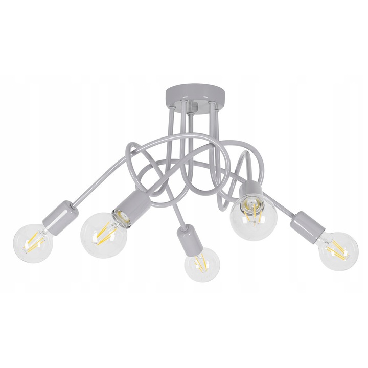 LED-ONE висяща лампа, модел PASTI, 5 крушки E27 A60 6W, сива, размери 27x57см