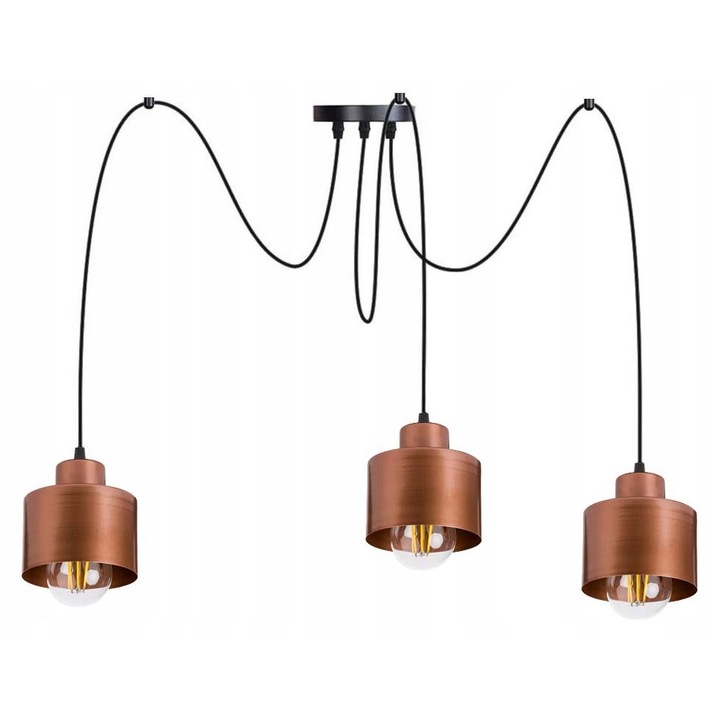 Висяща лампа Loft Паяк 3x E27 Черно-Мед