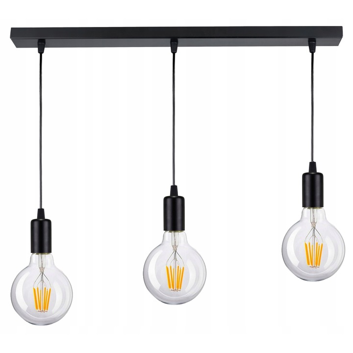 Lustra LED-ONE ZWIS, 3x E27, negru, 60x5x2,5cm, inaltime maxima 100cm