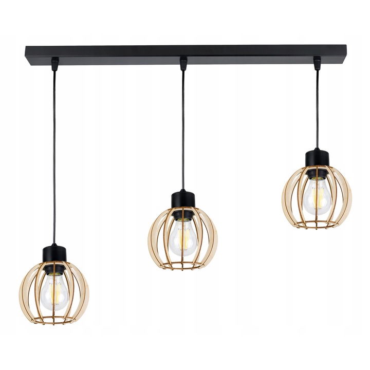 Lampa Suspendata Loft Lemn 3xE27